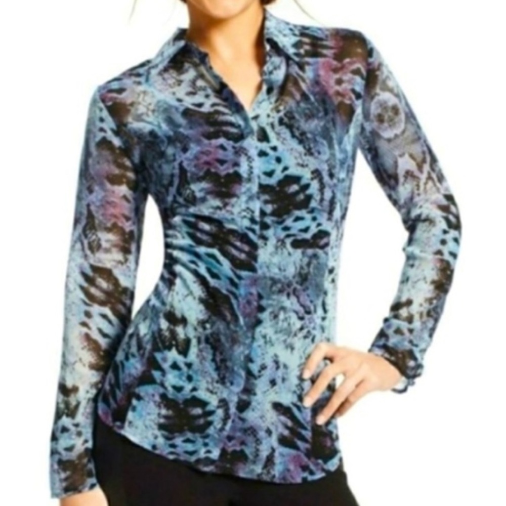 CAbi #609 Python Snake Blue Top Blouse
Small